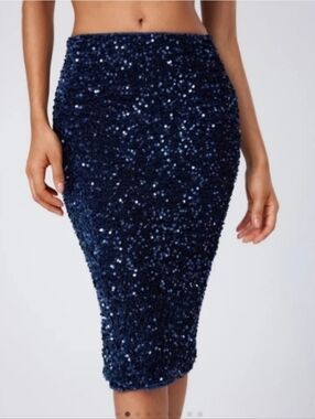 ✨ NWT Cider Navy Sequin Midi Skirt ✨